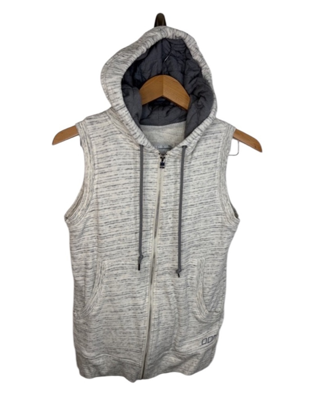 Lorna Jane Grey White Hooded Vest Women Size XS
